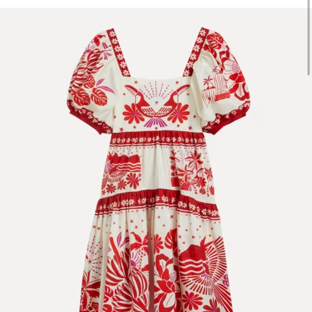FARM Rio Red and White Gorgeous Floral Dress